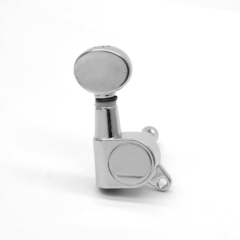 harpfeas 2R2L Ukulele Tuning Pegs Parts,Small oval Concave Button Sealed-gear String Tuners Tuning Pegs key Machine Heads for Ukulele (Chrome) - Image 2